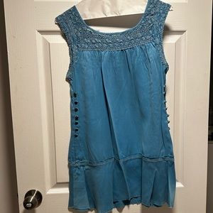 Free People Silk Turquoise Tunic